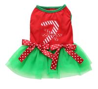 Kirei Sui Christmas Candy Stick Party Dress for Small Puppy Pets Dogs Doggie Cats Holiday Tutu Outfit Red Green L