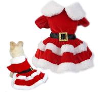 Kirei Sui Small Puppy Dogs Pets Cats Santa Costume Merry Christmas Easter Apparel Tutu Party Dress Red White L