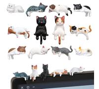 Kireida 12 Piece Car Dashboard Decoration Cute Mini Cat Figures Car Interior Accessories Set for Computer Monitor Mirror Home Desk Office Decorative