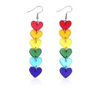 Kireida 2026 Pride Month Rainbow LGBT Pride Earrings for Gay Lesbian Bisexual Lightweight Acrylic Heart Love LGBTQ Drop Earrings Jewellery