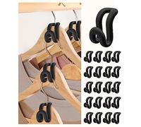 Kireida Clothes Hanger Connecting Hooks, 20pcs, Non-Slip Velvet, Space Saving, Fit for Various Hangers, Black