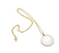Kireina Hanging Magnifier, Portable 5X Magnifier Monocle Lens with Hanging Necklace for Reading Crafts Needlework Jewelry Hobbies(Gold)