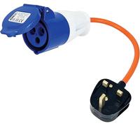 KIRFEE 16amp To 13amp Adapter - 240V - Caravan Hook Up Cable - 3 Pin Plug Mains Electric Hook Up Cable - Heavy Duty Electric Hookup Adapter To Suits Caravans, Campervans, Boats etc