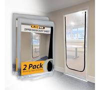 KIRFEE 2 Pack Plastic Door Covers for Interior Doors | Dust Door Sheet with Zip 1.2m x 2.2m | Includes Masking Tape | Perfect Door Covers for Decorating and DIY Projects | Plastic Door Curtain.