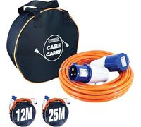 KIRFEE® 25M Electric Hook Up Extension Lead With Carry Bag, 240V 16A Camping Electric Cable, Ideal For Motorhomes, Caravans and Campervans