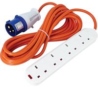 KIRFEE 6M Camping Electric Hook Up Cable - 16amp to 13amp Adapter - 4 Gang Electric Hook Up For Camping - Heavy Duty Caravan Extension Lead, Ideal For Caravans, Generators, Motorhomes.