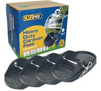 KIRFEE Caravan Feet Pads - Heavy Duty Caravan Jack Pads - Caravan Feet Pads Heavy Duty - Prevent Sinking On Soft Ground - Caravan Legs 4 Pack - Caravan Jack Pads With Pins - Steady Stabiliser Pads