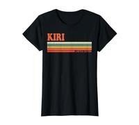 KIRI Retro Personalized First Name Vintage Stripes Value Graphic T-Shirt, Women, Black, S