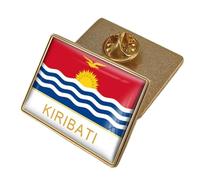Kiribati Flag Lapel Badge Pin - Geometric Square Badges Art Novelty Brooch Map Pin Creative Jewelry For Women Men Party Travel Gift Accessories Character