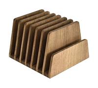 KIRIGEN Desk File Sorter, Wooden Document Holder with 7 Slots, Desktop Organiser Rack for A4 Papers, Magazines, Letters, Laptop and Home Office Stationery, Brown, 26.3x25.2x18 cm(7K-DBR)