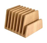 KIRIGEN Desk File Sorter, Wooden Document Holder with 7 Slots, Desktop Organiser Rack for A4 Papers, Magazines, Letters, Laptop and Home Office Stationery, Natural, 26.3x25.2x18 cm(7K-NA)