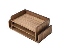 KIRIGEN Wood 3-Tier Office Desktop Document Tray, Mail Sorter and Letter File Organiser Rack for Folders, Paper, Stationery and Desk Accessories, 5 Compartments, 42x24x16.5 cm, Brown(2TP-DBR)