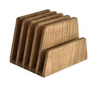 KIRIGEN Wooden Desk File Sorter, 5-Slot Document Holder and Desktop Organiser Rack for Magazines, Letters, Laptop and Office Paper Storage, Paulownia Wood, 19x25.2x18 cm, Brown(5K-DBR)