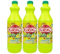 Kiriko Concentrated Lemon Scented Bleach 1.5L Powerful Spanish Cleaning Product for Kitchen, Bathroom & Household Hygiene for Deep Cleaning, Sanitising & Whitening Surfaces, Thick Formula Pack of 3