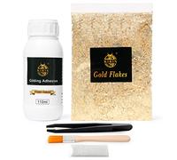 KIRIN Gold Leaf Kit - Gilding Adhesive 110ml, 5g Gold Flakes, Glue Set for DIY Craft, Painting & Furniture