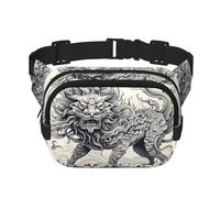 Kirin Line Drawing Pattern trendy fashionable waist bag, unisex travel sports messenger bag