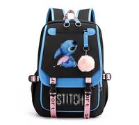 Kirinia Women USB School Bag Large Capacity Stitch Backpack Casual Multicolored Stylish and Functional School Bags for Girls-Blue