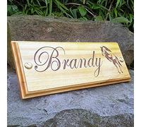 Kirkby Stringer Horse Name Plate Stable Door Plaque (Edwardian Font - Jumping Logo) Custom Made To Your Horses Name 300mm x 120mm x 18mm