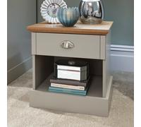 kirkby wooden bedside cabinet with 1 drawer in grey and oak