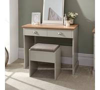 kirkby wooden dressing table set in grey and oak
