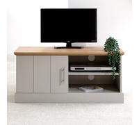 kirkby wooden tv stand with 1 door in grey and oak