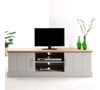 kirkby wooden tv stand with 2 doors in grey and oak
