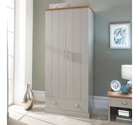 kirkby wooden wardrobe with 2 doors 1 drawer in grey and oak