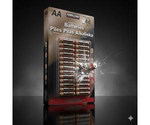 Kirkland Signature Alkaline AA Batteries 48 Pack Long-Lasting Power Bulk