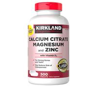 Kirkland Signature Calcium Citrate Magnesium Zinc with Vitamin D3 Tablets - Supports Strong Bones & Teeth, 500 Count