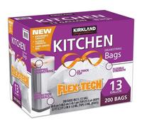 KIRKLAND SIGNATURE Drawstring Kitchen Trash Bags - 13 Gallon - 200 Count Multicolor
