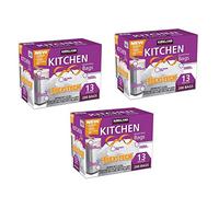 Kirkland Signature Flex-Tech Drawstring Kitchen Trash Bags 13 Gallon 200 Bags, 3 of Such Pack