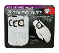 KIRKLAND SIGNATURE Golf Gloves Premium 100% Cabretta Leather Pack Set of 3, White,Black, 10*15*22 cm, Size Medium/Large