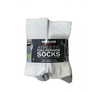 KIRKLAND Signature Men's Athletic Full Cushion Sock With Arch Support, 8 Count, White, Large