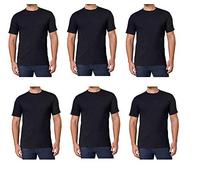 Kirkland Signature Men's Crew Neck Tee 100% Combed Heavyweight Cotton T-Shirts (Pack of 6), Black, Large