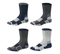 KIRKLAND Signature Men's Merino Wool Blend Outdoor Trail Crew Socks Multipack Ahtletic UK Size 6-12 4 Pack - Navy Blue Grey