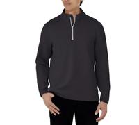 KIRKLAND Signature Men's UPF 50+ Stretch 1/2 Zip Pullover, Black, M