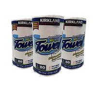 Kirkland Signature Roll Towel | Fabric, White, Blue, 11in x 14in (27.9cm x 35.5cm) | 3 Packs x 80 Sheets