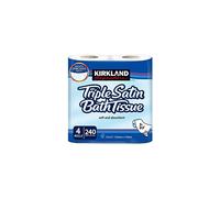 Kirkland Signature Soft and Absorbent Triple Satin Premium Bath Toilet Tissue Paper, 4 Rolls 10 Packs White Kirkland-Toilet Roll-10pk