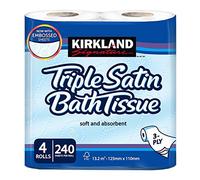 Kirkland Signature Soft and Absorbent Triple Satin Premium Bath Toilet Tissue Paper, 4 Rolls 10 Packs White Kirkland-Toilet Roll-10pk