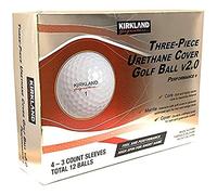Kirkland Signature Three-Piece Urethane Cover Golf Ball v2.0, 1 Dozen, 12 Count, White