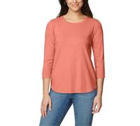 KIRKLAND Signature Women's 3/4 Sleeve Boatneck Cotton Slub Tee Shirt, Orange, M