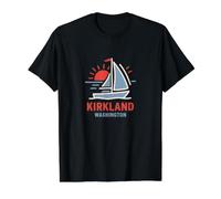 Kirkland Washington Sailboat Sunset Design Value Graphic T-Shirt, Men, Black, S