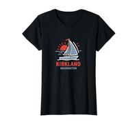 Kirkland Washington Sailboat Sunset Design Value Graphic T-Shirt, Women, Black, M
