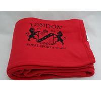 Kirkton House Red London Royal Sports Team Embroidered Single Bed Fleecy Polar Blanket Sofa Throw 150 x 200cm