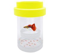 Kirmoo Floating Fish Breeding Isolation Box for Aquarium Tank Plastic Mesh Hatchery Incubator Breeder Box for Baby Fish Betta Shrimp Clownfish Guppy (Yellow, Large)