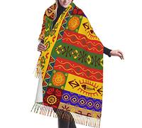 KIROJA African National Patterns Print Imitation Cashmere Scarf Women Fashion Warm Scarfs Classic Fringes Shawl Fall Cape Wra