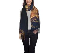 KIROJA Gold Musical Note With Fallen Shiny Star Tassel Wrap Printed Scarf For Women Warm Soft Large Long Rectangular Fashion Shawl Scarves