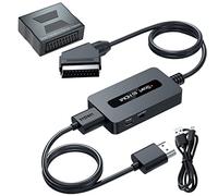 Kirolle Scart to HDMI Converter with Scart Female to Female Adapter, Supports 4 : 3 and 16 : 9 HDMI Output Switch for N64/Wii/PS2/Xbox/Sky/DVD/STB
