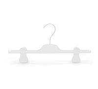 Kiroplast 15 Hangers Pants Clip Crutches Space Saving Plastic Hangers Clips Hangers Skirts Trouser Hangers 36cm (Glossy White - Silver Hook)