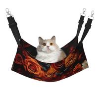 KIRROWE A Feast of Roses and Chrysanthemums Reversible Cat Hanging Hammock-Double-Sided Pet Cage Hammock Hanging Bed Resting Sleepy Pad for Small Animals Pets